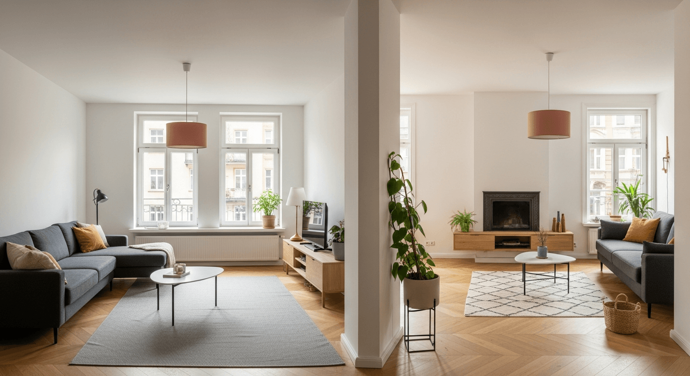 Sanierte Altbauwohnung in Berlin mit neuen Leitungen und frisch verputzten Wänden