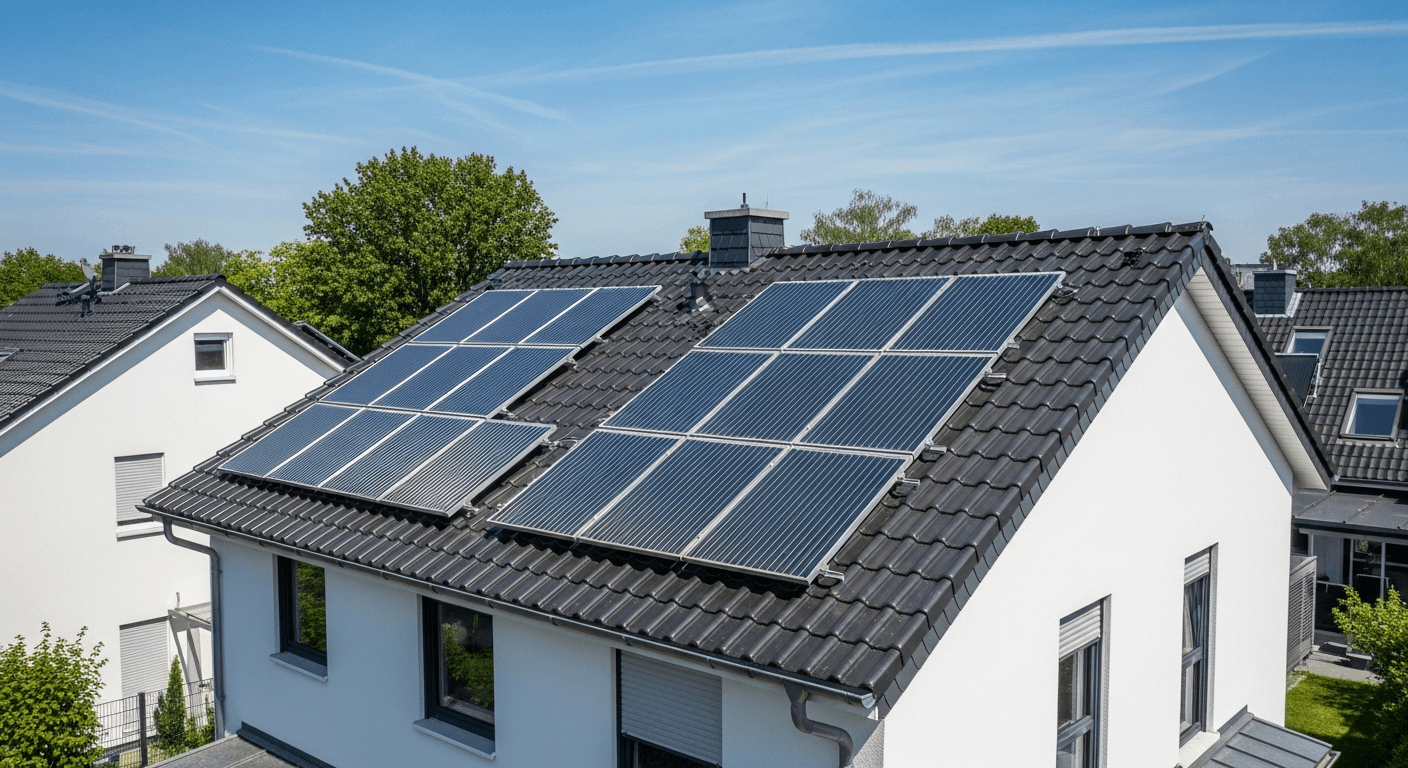 Solarthermie-Anlage auf dem Dach eines Berliner Hauses